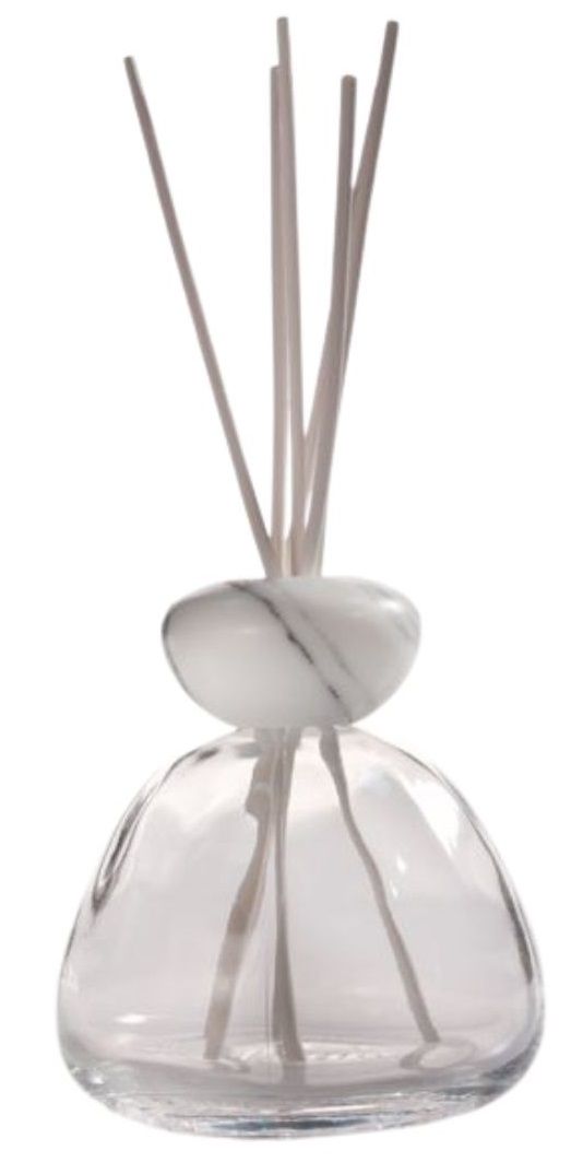 Millefiori, Air Design, Dizajnový aróma difuzér Marble Glass Clear White Marble Cap - číry difuzér s bielym mramorovým ozdobným vrchnáčikom 1MGTWH