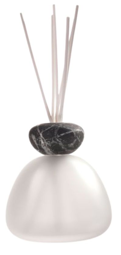 Millefiori, Air Design, Dizajnový aróma difuzér Marble Glass Frosted Black Marble Cap - matný difuzér s čiernym mramorovým ozdobným vrchnáčikom 1MGSBK