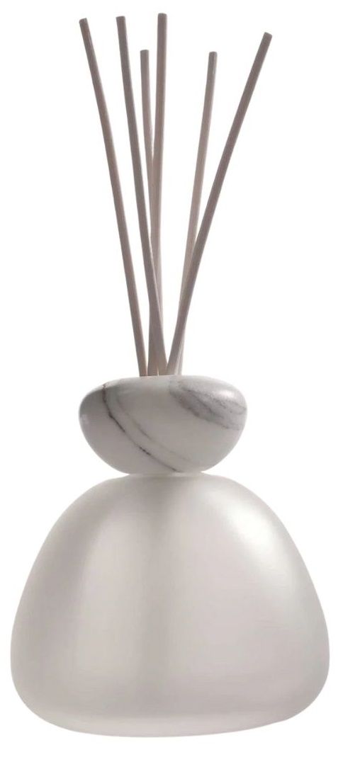 Millefiori, Air Design, Dizajnový aróma difuzér Marble Glass Frosted White Marble Cap - matný difuzér s bielym mramorovým ozdobným vrchnáčikom 1MGSWH