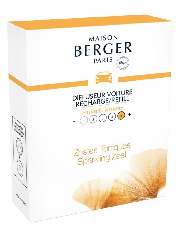 Maison Berger Paris, Náhradná náplň vône do auta Aroma energy, Sparkling zest, 2ks v balení 6417LB