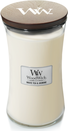 Woodwick, Vonná Svečka Classic, White tea and jasmin 609,5g, Biely čaj a jazmín