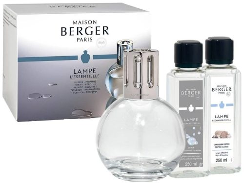 Maison Berger Paris, Katalytická Lampa, Sada Essential, Guľatá, Cotton caress 250ml, Air pur 250ml