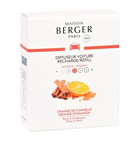 Maison Berger Paris, Náhradná náplň vône do auta Orange cinnamon, Pomaranč a škorica, 2ks v balení - Dopredaj