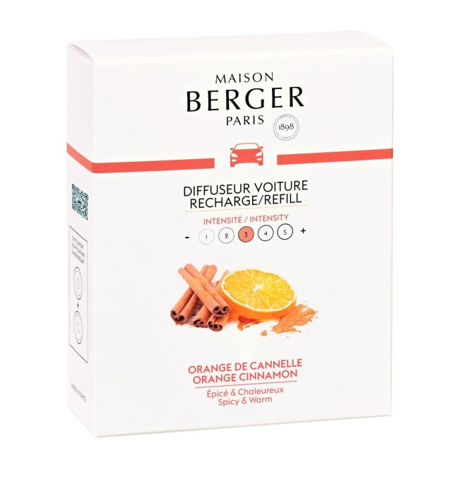 Maison Berger Paris, Náhradná náplň vône do auta Orange cinnamon, Pomaranč a škorica, 2ks v balení - Dopredaj 6435B