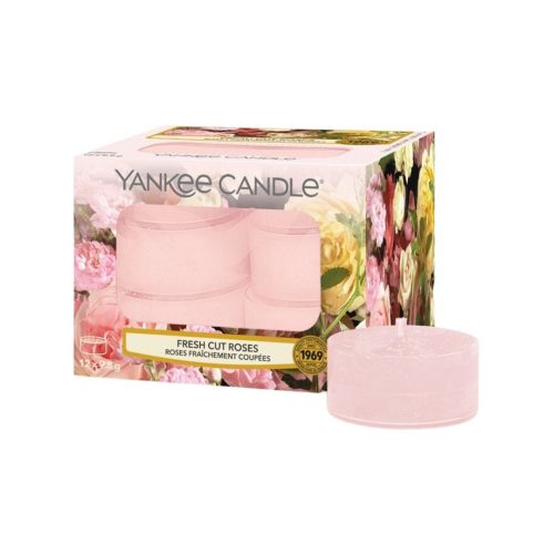 Yankee Candle, Čajové sviečky Fresh Cut Roses 12 x 9,8g, Čerstvo narezané ruže - Dopredaj