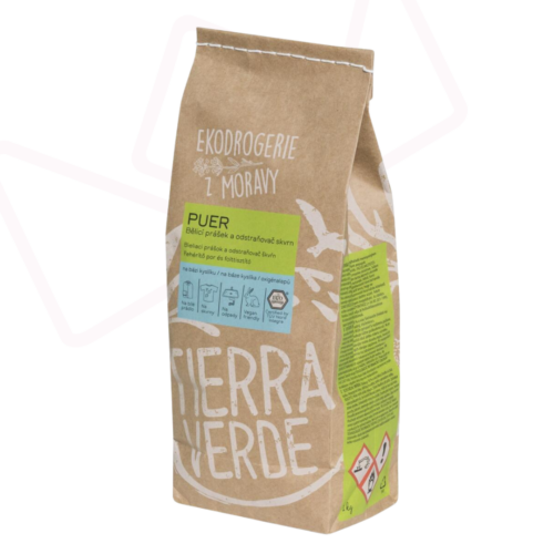 Tierra Verde, Puer, Bieliaci prášok a odstraňovač škvŕn, Vrecko 1kg