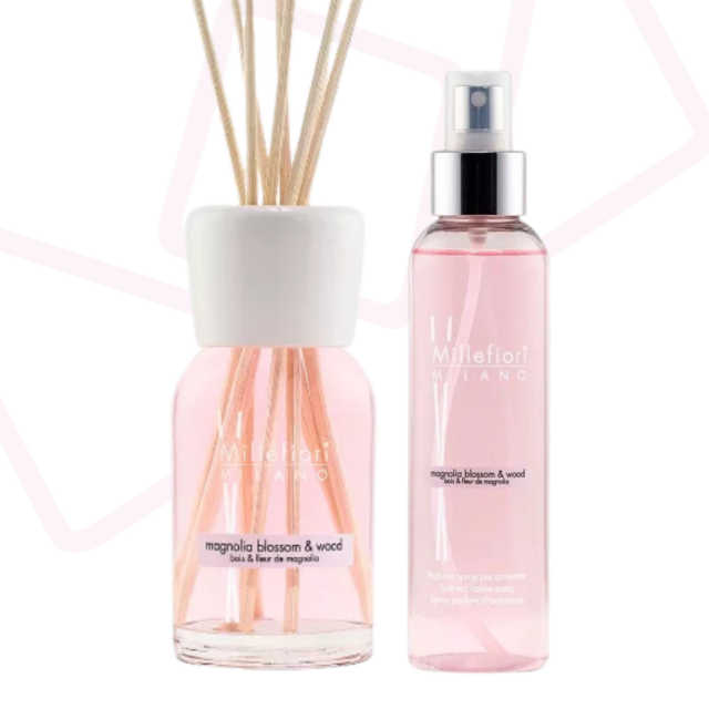 Millefiori Milano Sada Vonný difuzér Magnolia Blossom & Wood 100ml + Osviežovač interiéru Magnolia Blossom & Wood 150ml